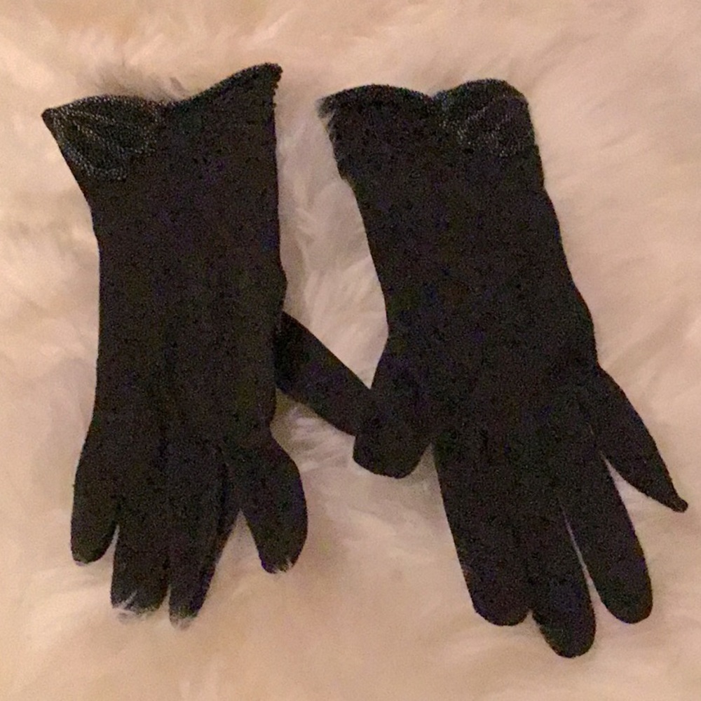 Vintage 50’s Black Beaded Gloves